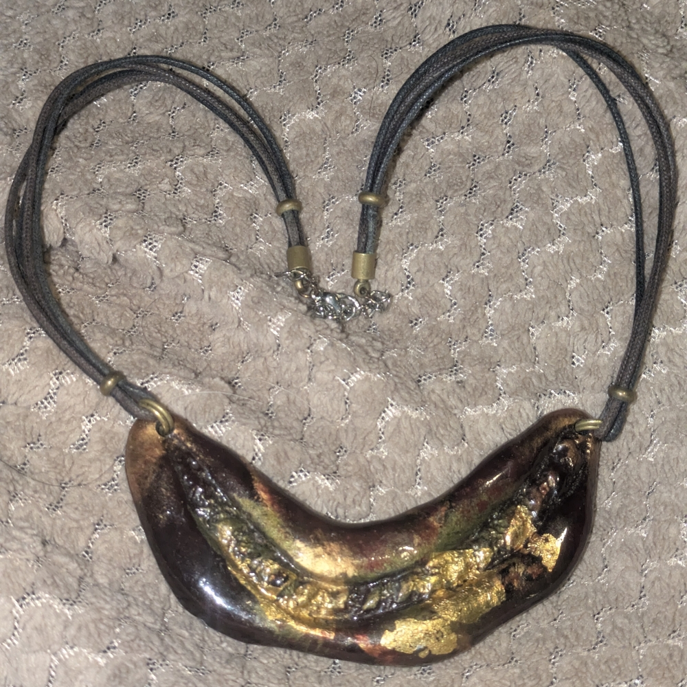3/$15 Epoxy Gold and Brown Necklace